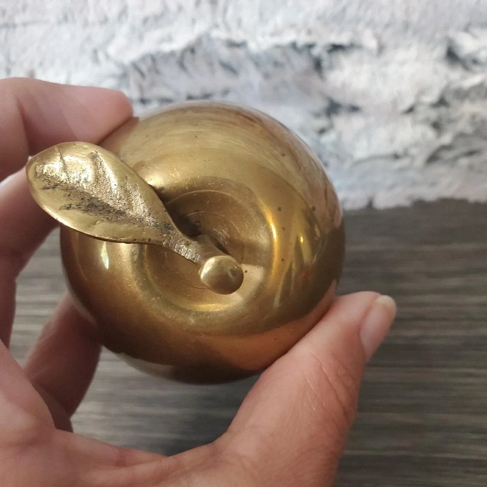 Brass Natural Patina Apple Bell Teacher Gift Present‎ Desk Decoration NICE RING